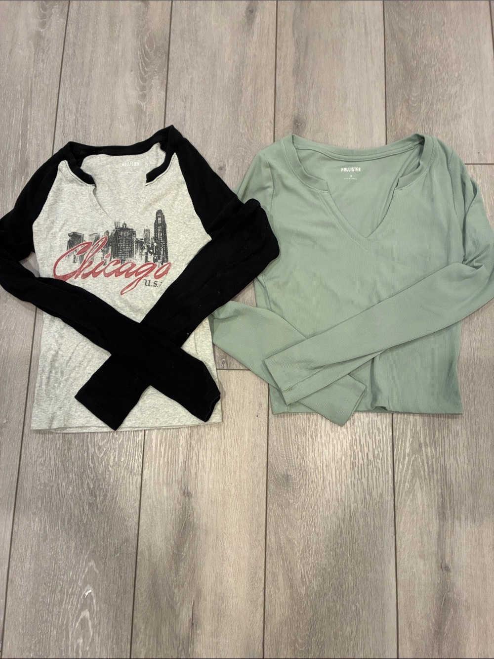 Set Of 2 Hollister V-Neck Long Sleeve Tops- Lightweight